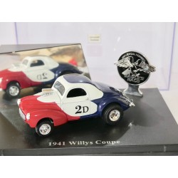 WILLYS COUPE 1941 Bleu Blanc Rouge UNIVERSAL HOBBIES 1:43