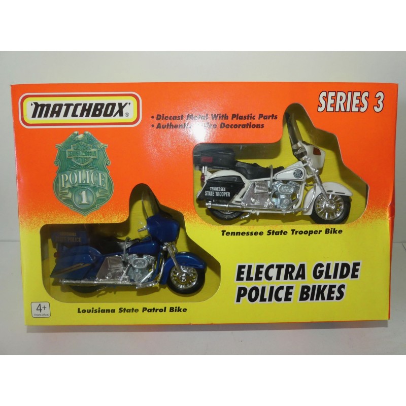 MOTO HARLEY ELECTRA GLIDE POLICE BIKES SERIES 3 MATCHBOX 1:18 ( un peu plus petit )