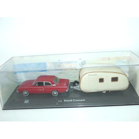 FORD CORSAIR AVEC SA CARAVANE CARARAMA 1:43 boite vitrine